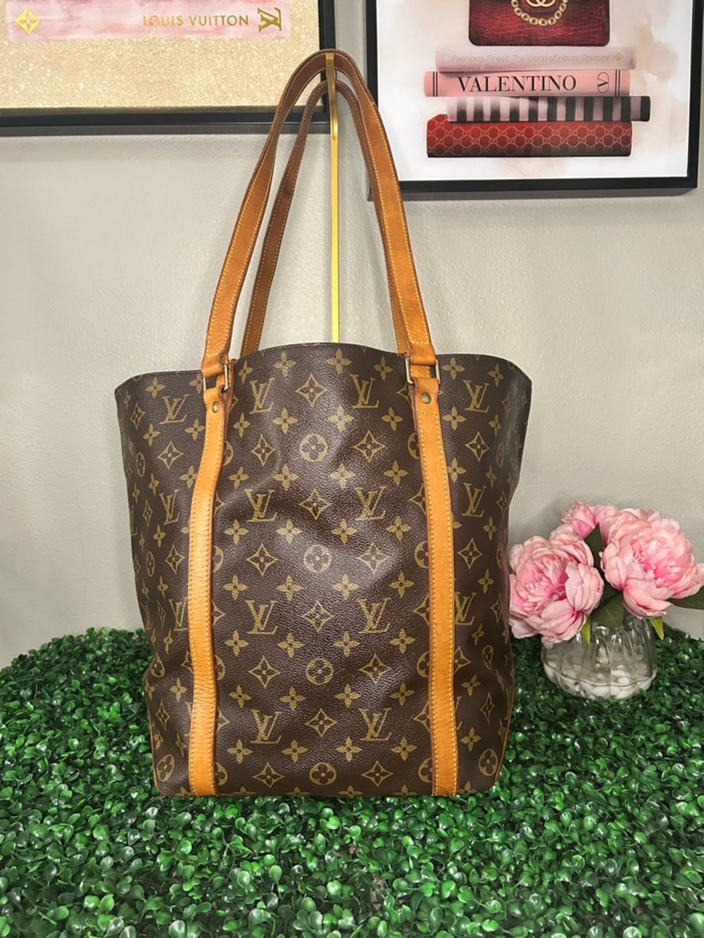 Vintage Louis Vuitton Monogram Sac Shopping Tote Shoulder Bag w/ COA